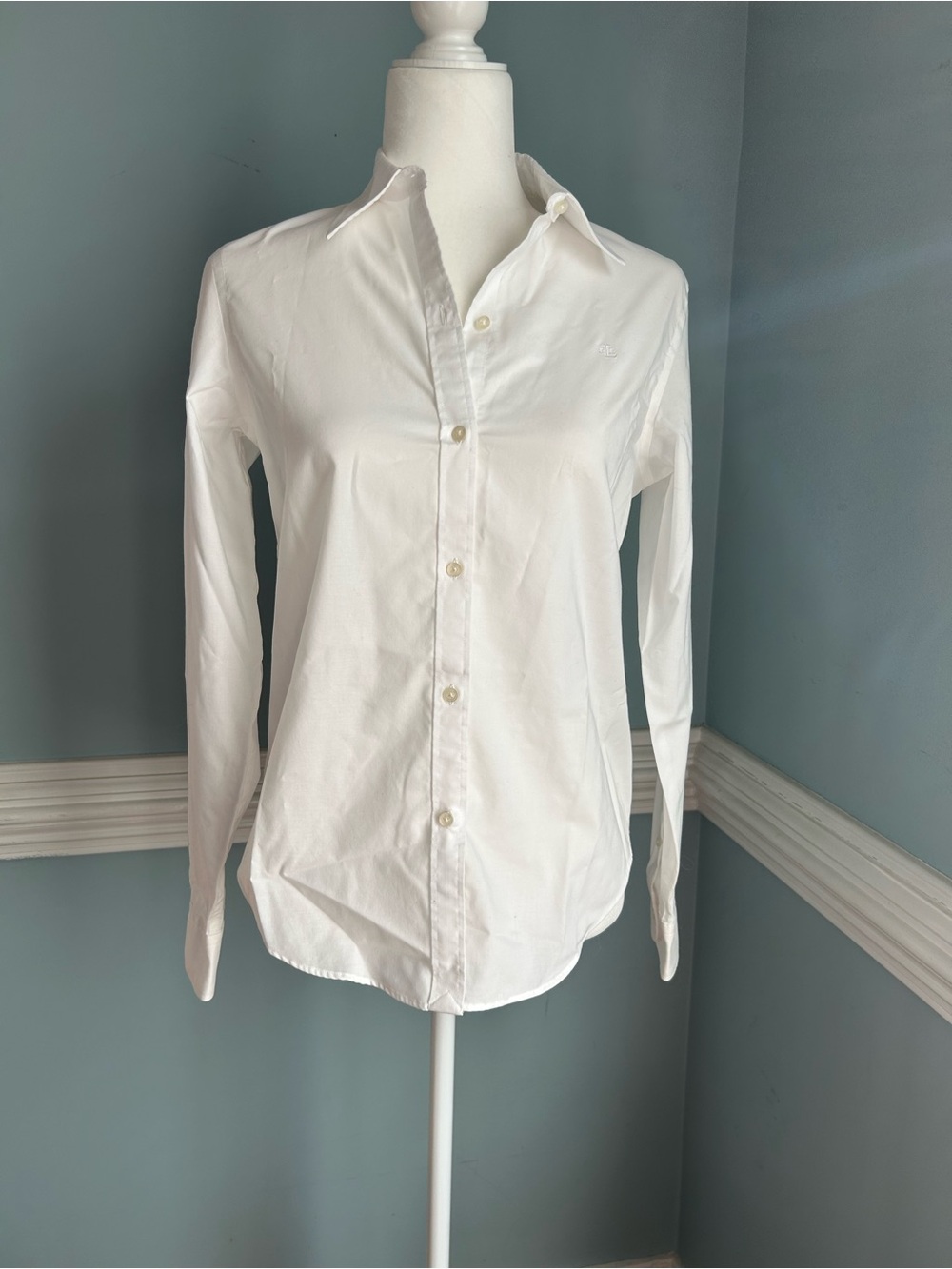 Lauren Ralph Lauren White Button-Down Cotton Shirt small
